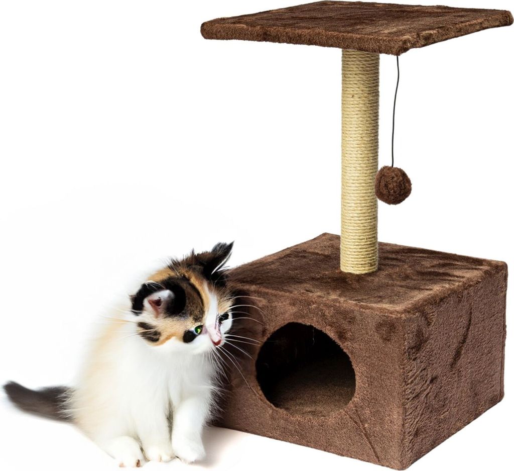 Kratzbaum mit Katzenhaus Katzenbaum Katzennest Mit Spielball und Kraztsäule Ideal zum Schärfen der Krallen 30 x 30 x 53 cm 30 cm x 30 cm x 53 cm ...