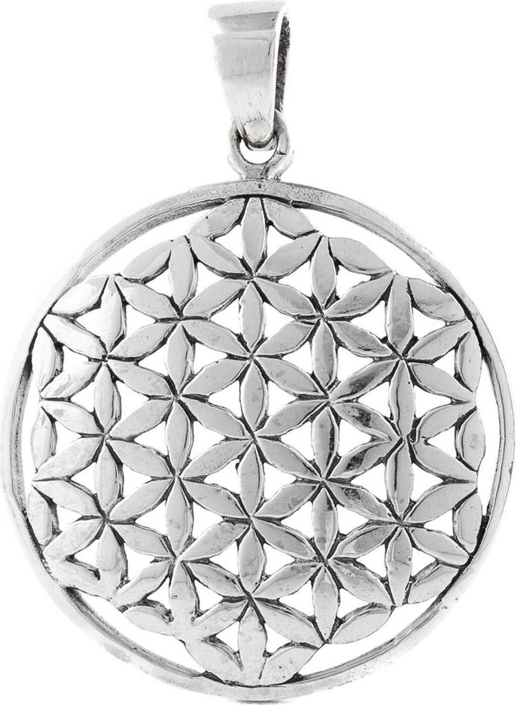 Blume des Lebens Anhänger 925 Silber Flower of Life mittel
