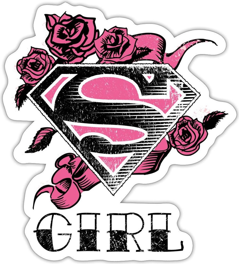 Spreadshirt DC Comics Superman Logo Rosen Girl Sticker Aufkleber, 10 x 10 cm, Mattweiß