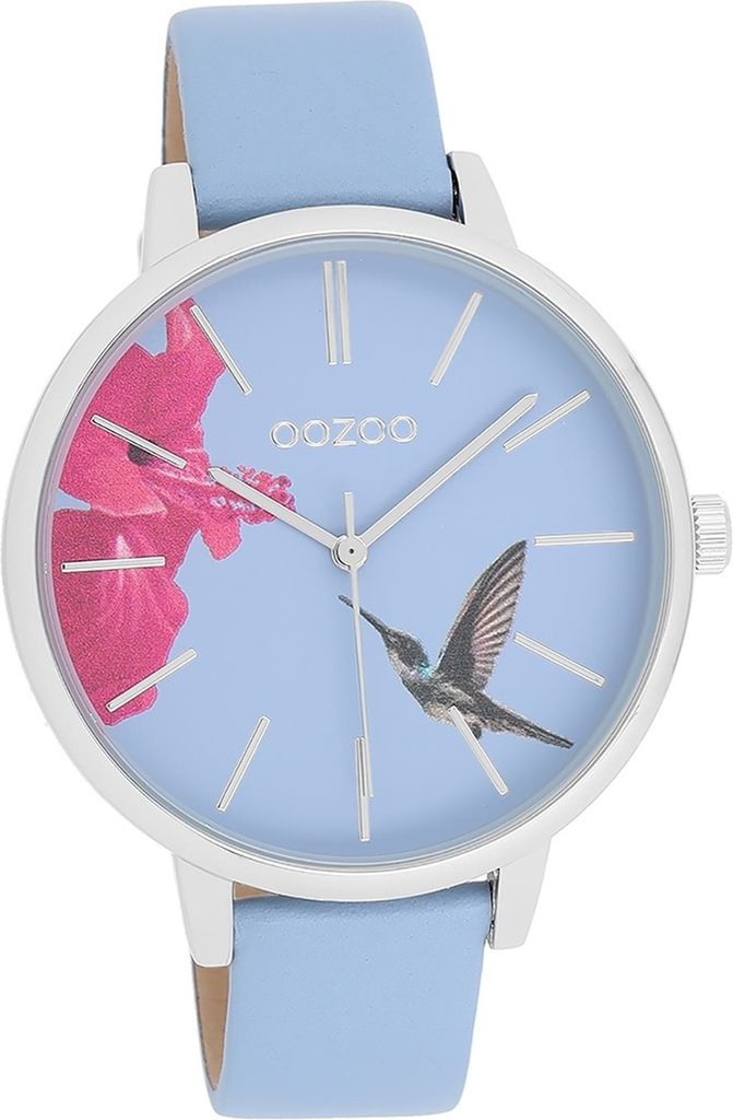 Oozoo Leder Damen Uhr Analog Quarzuhr Armband hellblau Timepieces D2UOC11067