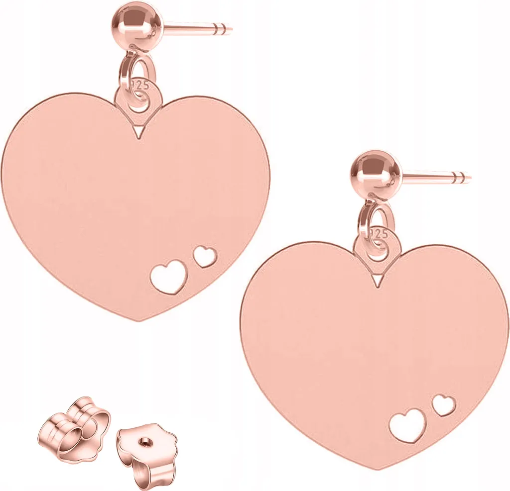 Orecchini a cuore placcati oro cuori piastrine cuore argento 925