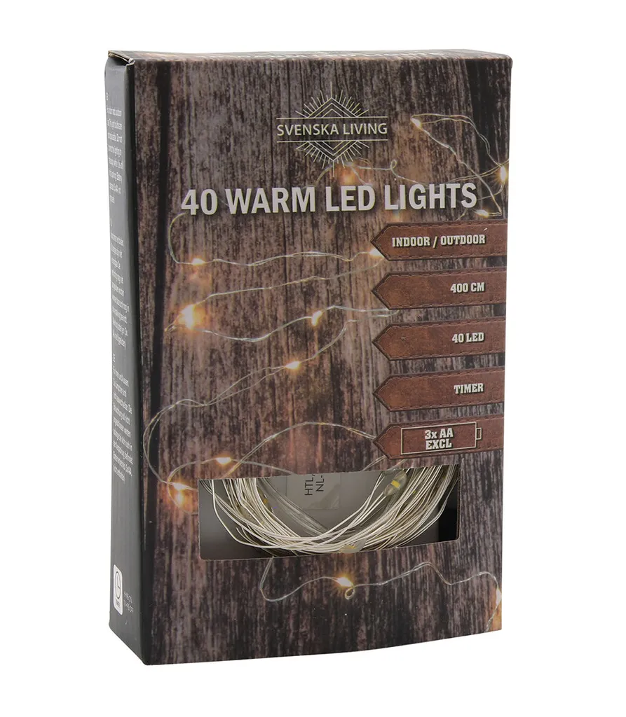 HIT 23139468 - Illuminazione a filo 40 LED / 400cm / Timer / IP44