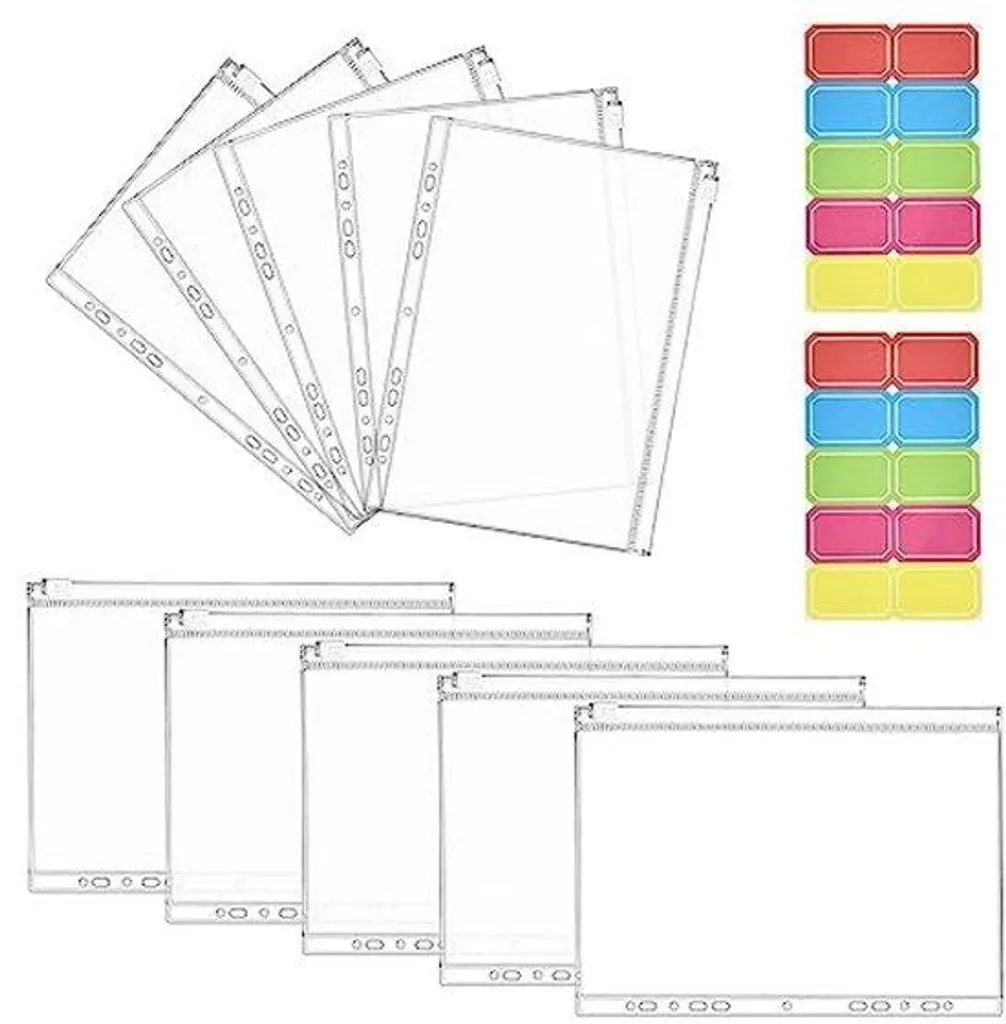 Pochette A4 zippée transparente en PVC avec perforation 11 trous x10