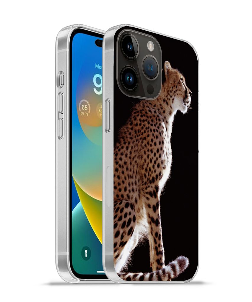MuchoWow Handyhülle Schutzhülle Hülle für Apple iPhone 14 Pro Max Gepard - Tiere - Licht Silikon Softcase Handy Hülle - Hardcover