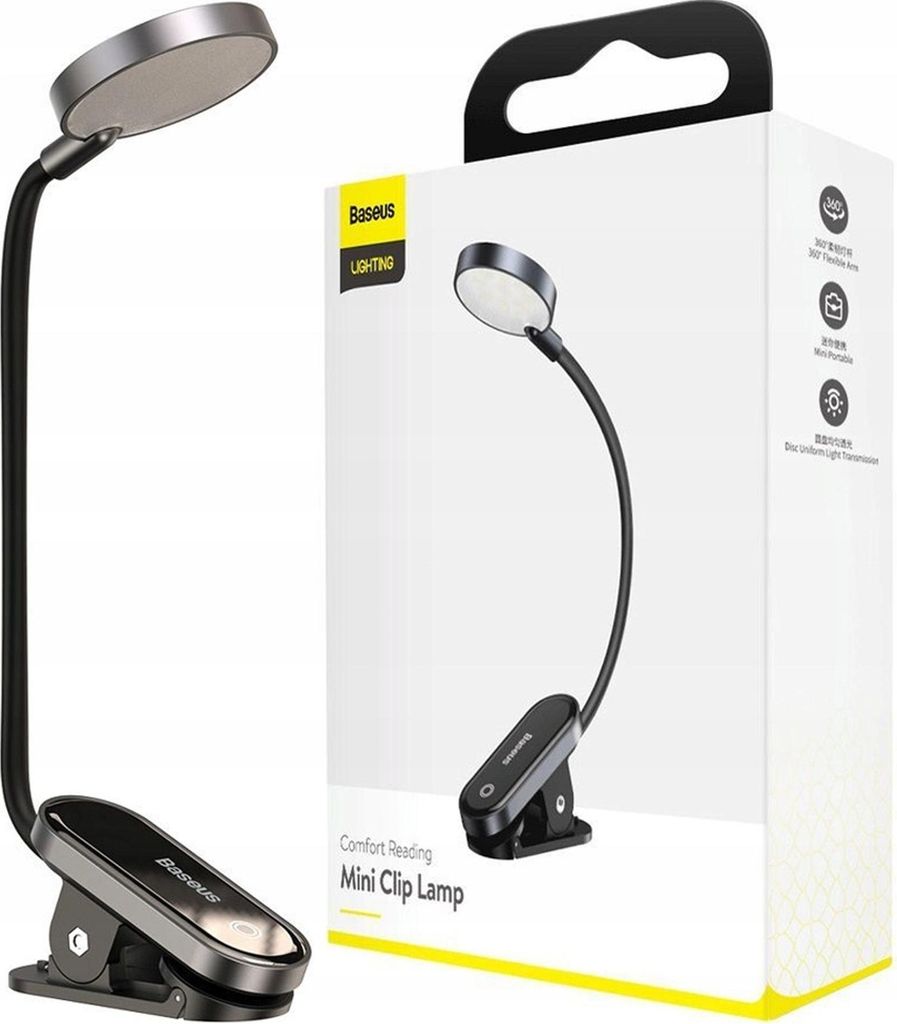 Baseus Comfort Reading Desk Lamp, avec clip (gris) Image du produit 
