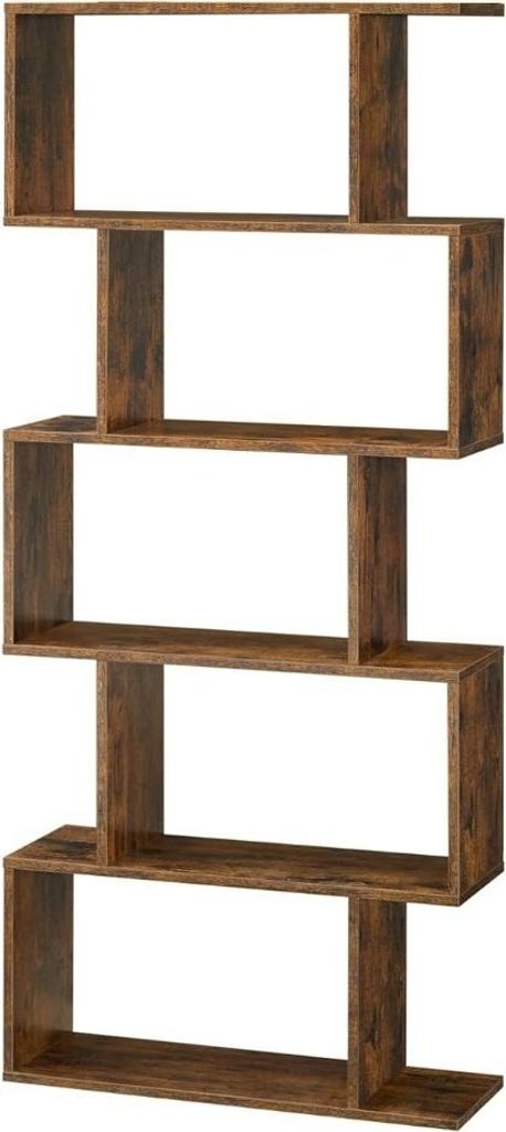Hoppa! | Bücherregal | Rustikales Design - 6 Ebenen - Braun - Holz