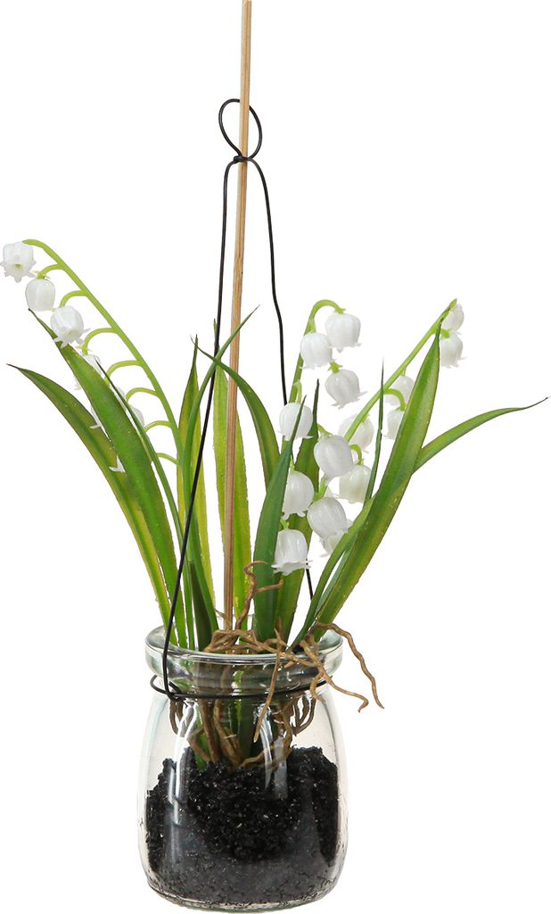 Künstliche Maiglöckchen Deko im Glas H22cm 3er Set Frühling, 3 Stück