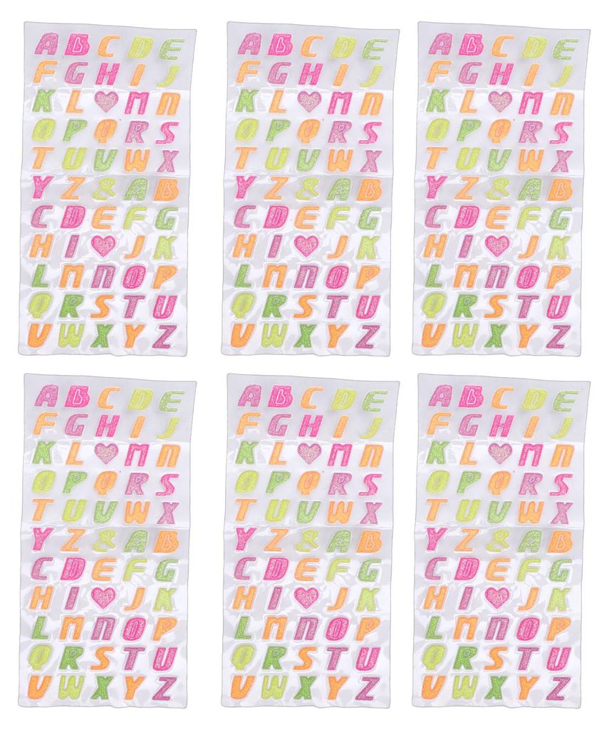 6 Bögen Alphabet-Aufkleber, selbstklebende Buchstaben-Patches für Wasserflaschen, Scrapbooking, Briefkästen und Bastelarbeiten