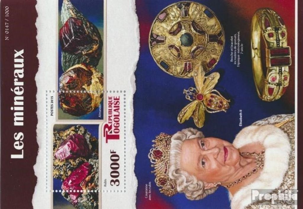 Briefmarken Togo 2015 Mi Block 1213 (kompl. Ausgabe) postfrisch Mineralien