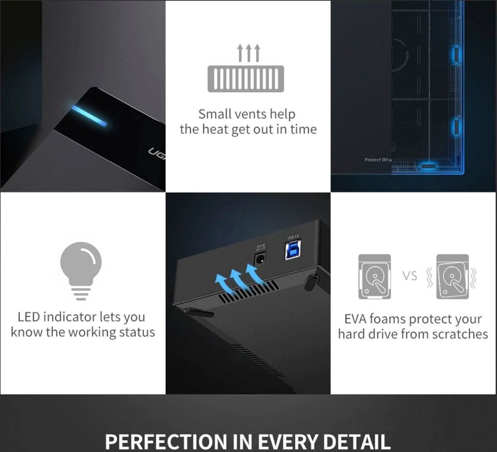 UGREEN Externý kryt pevného disku pre 3,5-Zoll-SATA Obrázok produktu 19