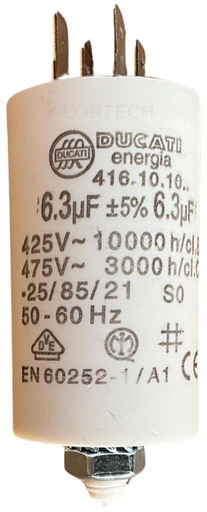Motor-Kondensator 6,3 µF, 450 V, Ø 32 x 55 mm