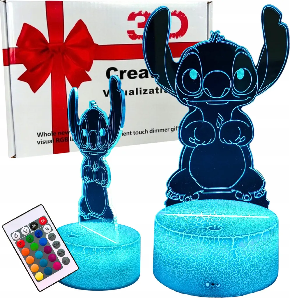 Lampada d'Atmosfera Stitch 3D LED Illusion Design per Camere Moderne
