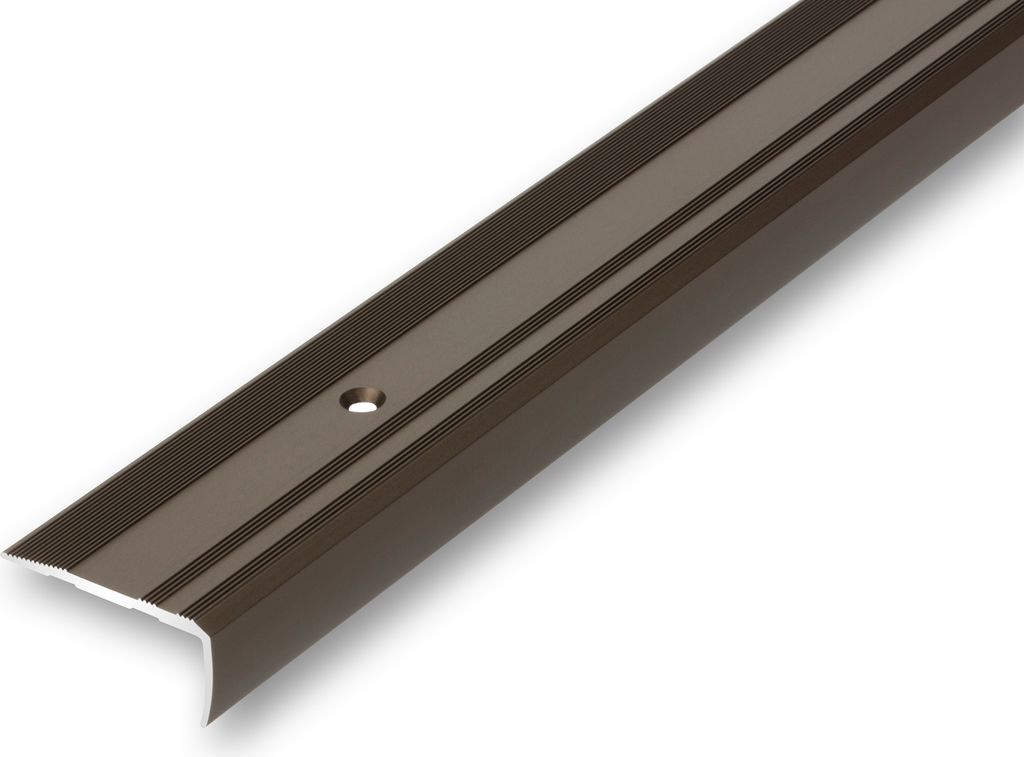 (13,56EUR/m) 38 x 18 x 1000 mm Treppenwinkel bronzefarben gebohrt inkl. Montageset Treppenkantenprofil Treppenkante mit Einlage rutschhemmend