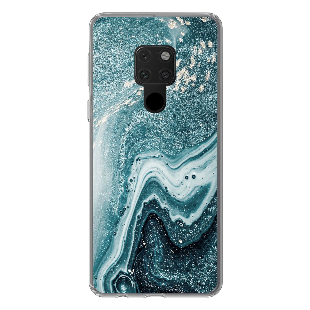 MuchoWow Handyhülle Schutzhülle Hülle für Huawei P40 Lite Naturstein - Glitter - Muster Silikon Softcase Handy Hülle - Handy