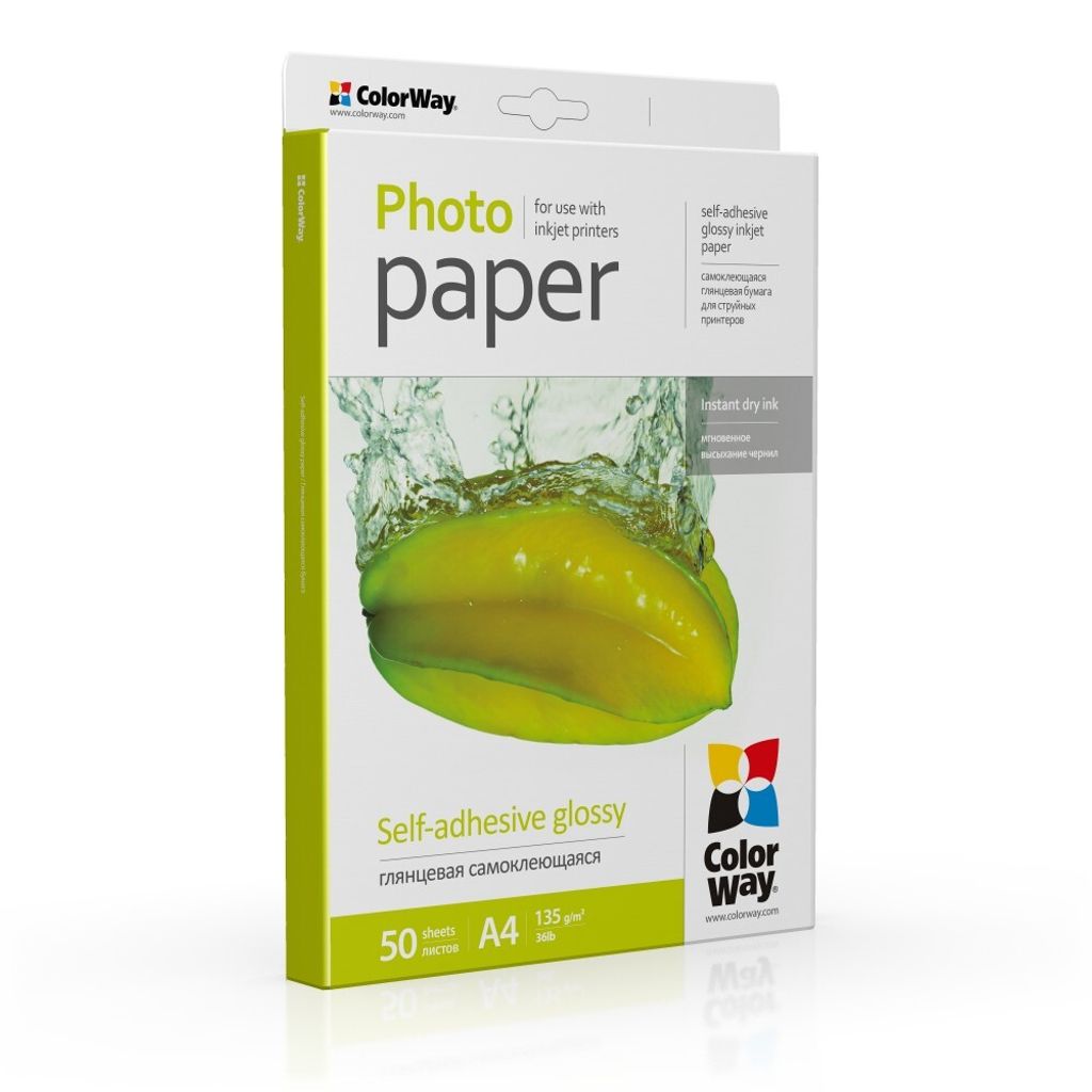 COLORWAY Vysokolesklý fotopapier Samolepiaci 50 listov A4 Obrázok produktu 
