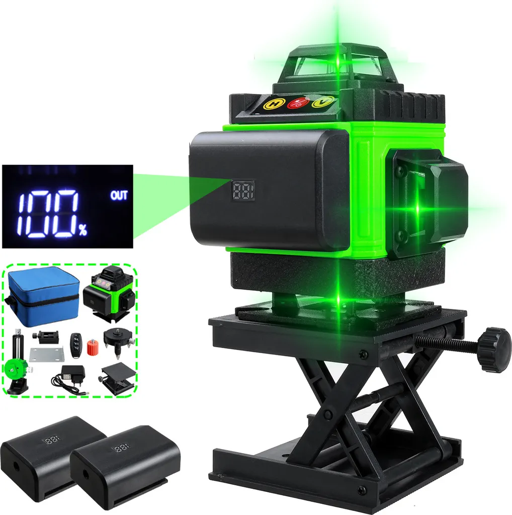 Niveau Laser 16 Lignes Vertes Autonivelant IP54 avec Écran de Contrôle