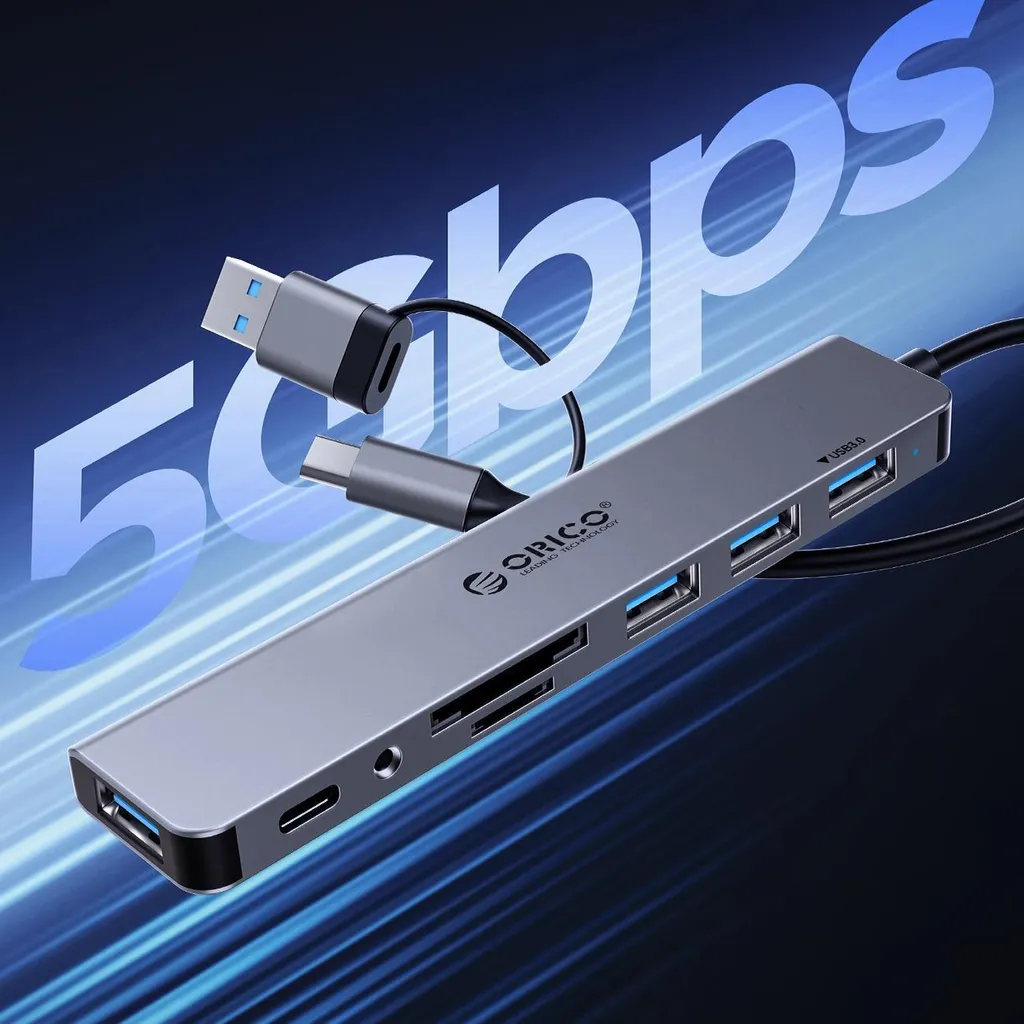 Docking Station Orico YSB4-U2: Hub 5 Porte USB-A e USB-C Grigio - 8