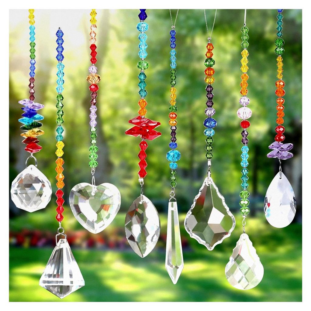 Sonnenfänger Kristall 8 Stück Bunte Garten Kristall Sonnenfänger Prismen für Fenster und Garten Dekoration