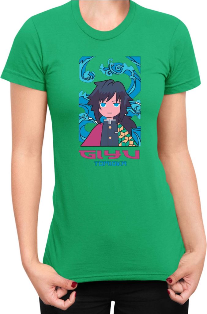 Damen T-Shirt Japan Anime Manga Demon Anime Slayer Giyu Tomioka Hashira, Lady S / Grün