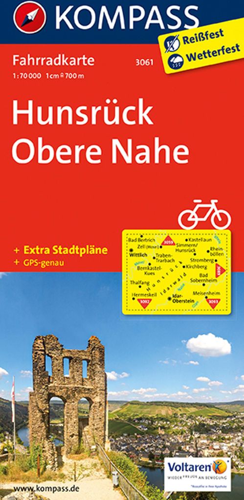 KOMPASS Fahrradkarte 3061 Hunsrück, Obere Nahe 1:70.000