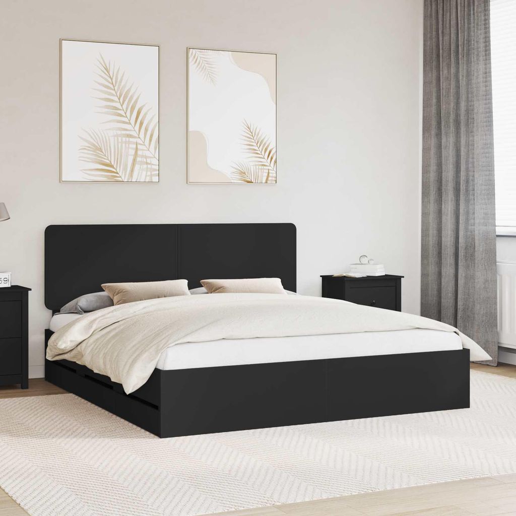 Maison Exclusive - Bettrahmen mit Schubladen Schwarz 180 x 200 cm Ingenieurs Holz