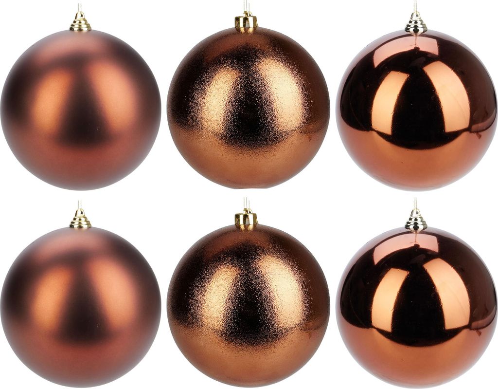 6 x Weihnachtskugeln aus Kunststoff 14 cm - wetterfest frostsicher - Christbaumkugeln für Innen und Außen - Weihnachtsbaumkugeln Kunststoff Honig...