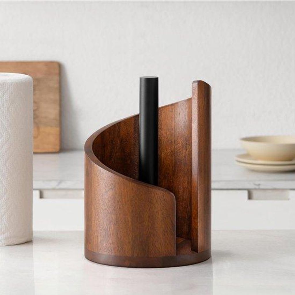 Portarotoli da cucina in legno - Robusto supporto in legno Immagine del prodotto 