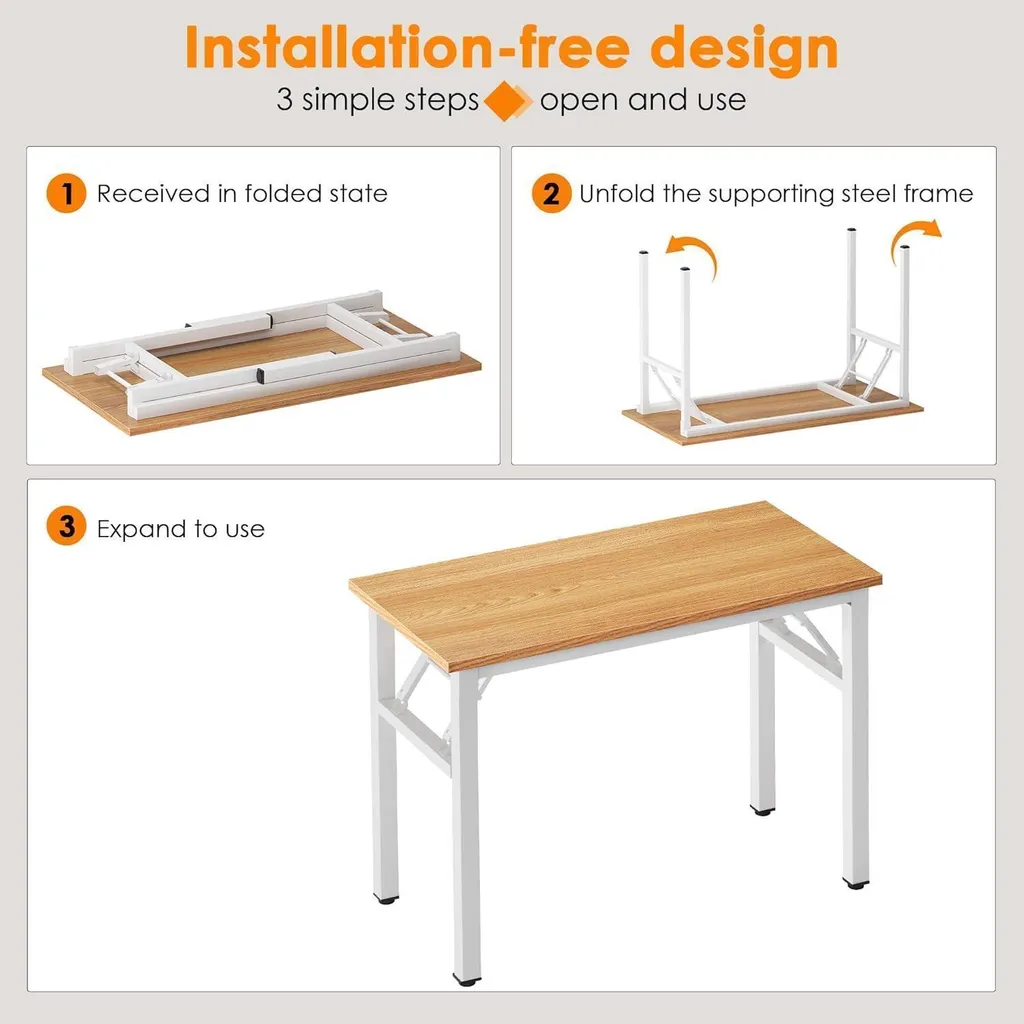 Table de bureau pliable bois 80x40 cm - Surface résistante et stable PC - 7