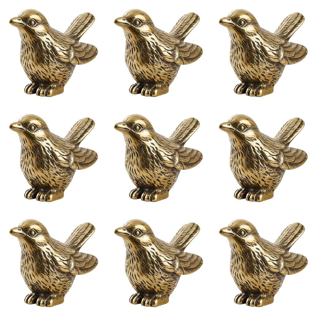 1/9 Stück Vintage Vogel-Scharnierkopf Dekorativer Aufsatz Mini Spatz Metallfigur Statue Vintage Tier-Scharnierkopf Heimdekoration