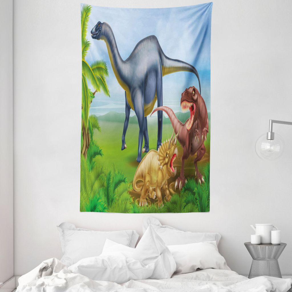 ABAKUHAUS Dinosaurier Wandteppich und Tagesdecke, Verschiedene Tiere Jungle aus Weiches Mikrofaser Stoff Waschbar ohne Verblassen Digitaldruck, 140...