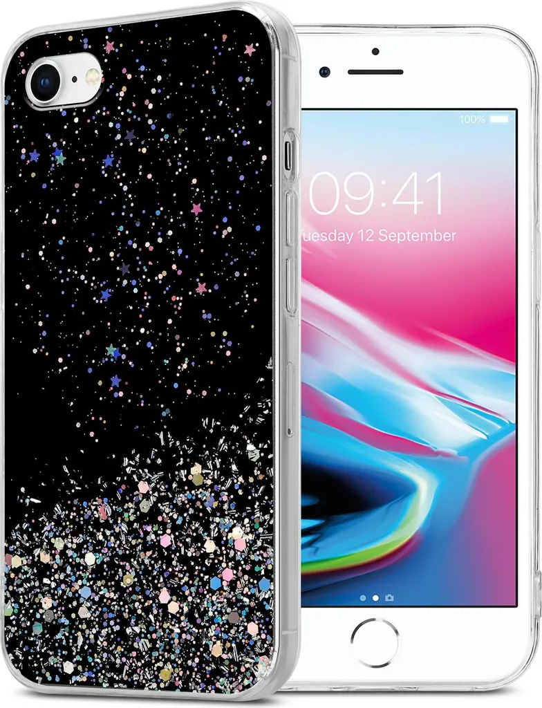 Idea Regalo: Custodia Cadorabo iPhone 7/8/SE 2020 Glitter Nero