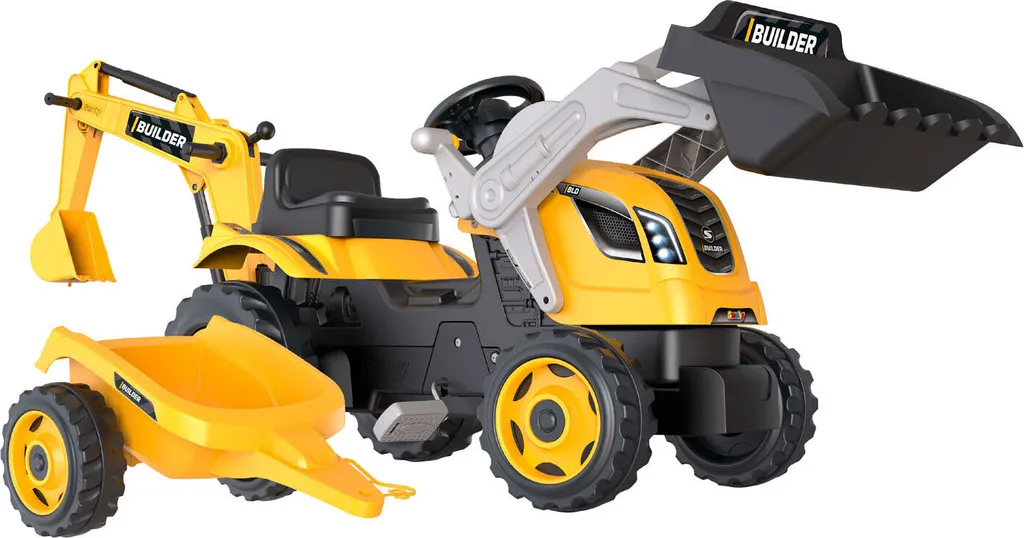 Tracteur Smoby Builder Max robuste avec remorque pour jardin et sable - 4