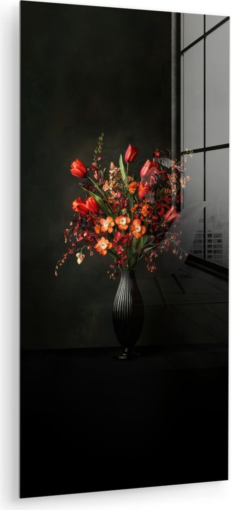 MuchoWow Glasbilder - Bilder auf Wandbild - Foto auf Glas Blumen - Zweige - Strauß 60x120 cm Wanddekoration aus Glas - Acrylglasbild - Acrylbilder...