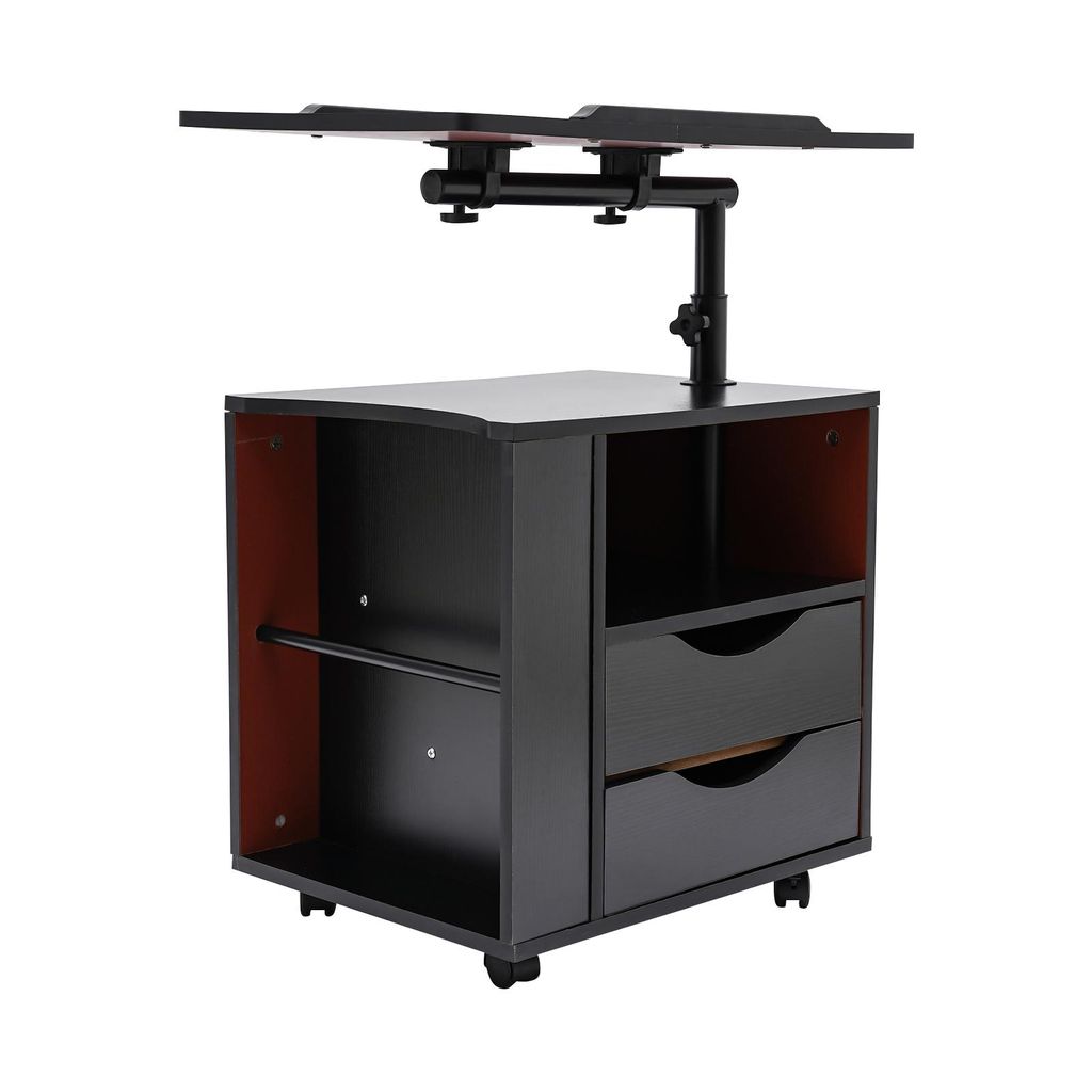 Drehbarer Bücherregal Schwarz 3 Etagen Nachttisch Multifunktionales Leseregal max 20kg