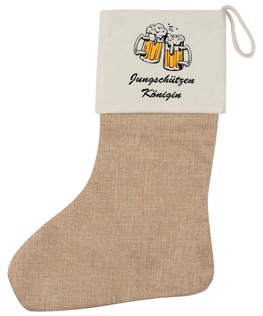 Huuraa Weihnachtsstrumpf Jungschützenkönigin Schützenfest Beige Jute Kaminstrumpf Geschenkidee