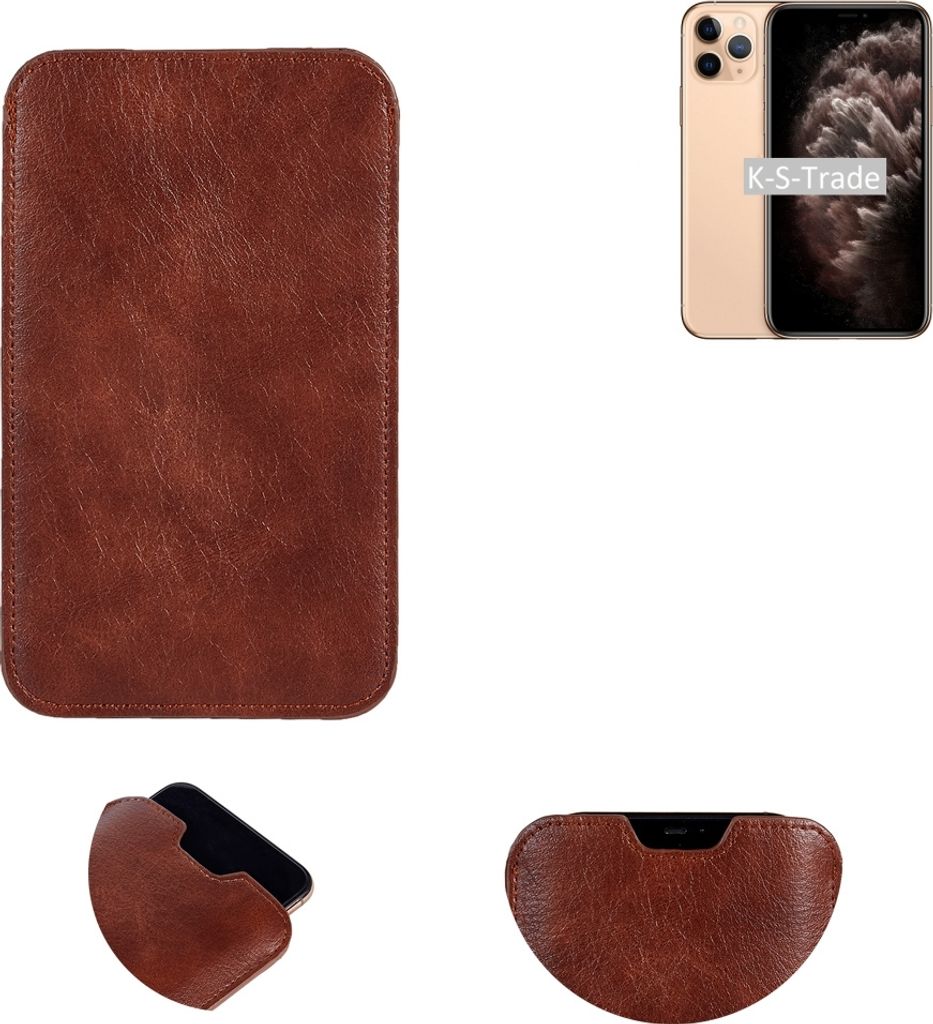 K-S-Trade Schutzhülle Handyhülle kompatibel mit Apple iPhone 11 Pro Handytasche Kunstleder Sleeve in braun