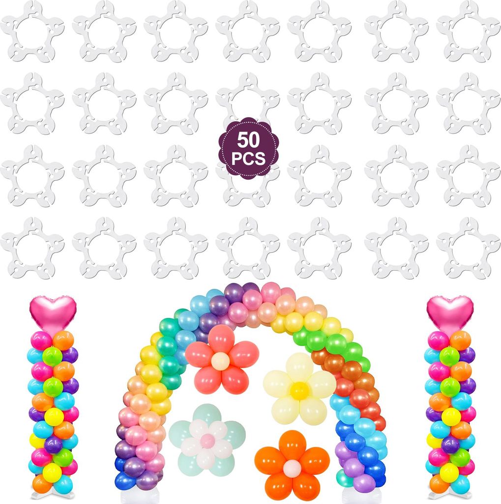 Ballonbogen 50 Stück, Luftballon Halter Für Blumenform, Ballon Verschluss Ideal Für Geburtstag Und Hochzeit