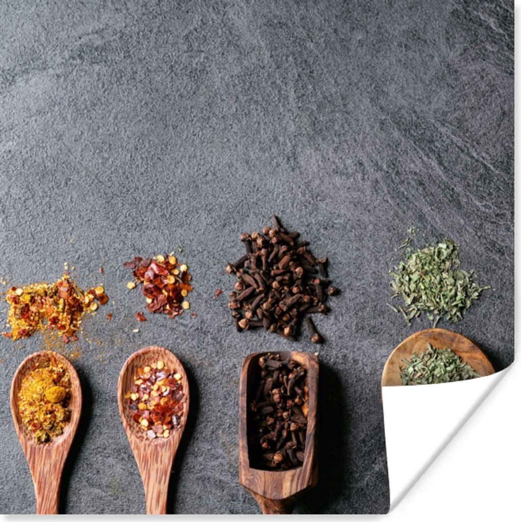 MuchoWow Poster Schöpfkelle - Kräuter - Gewürze - Industrie 30x30 cm - Wandposter - Printing