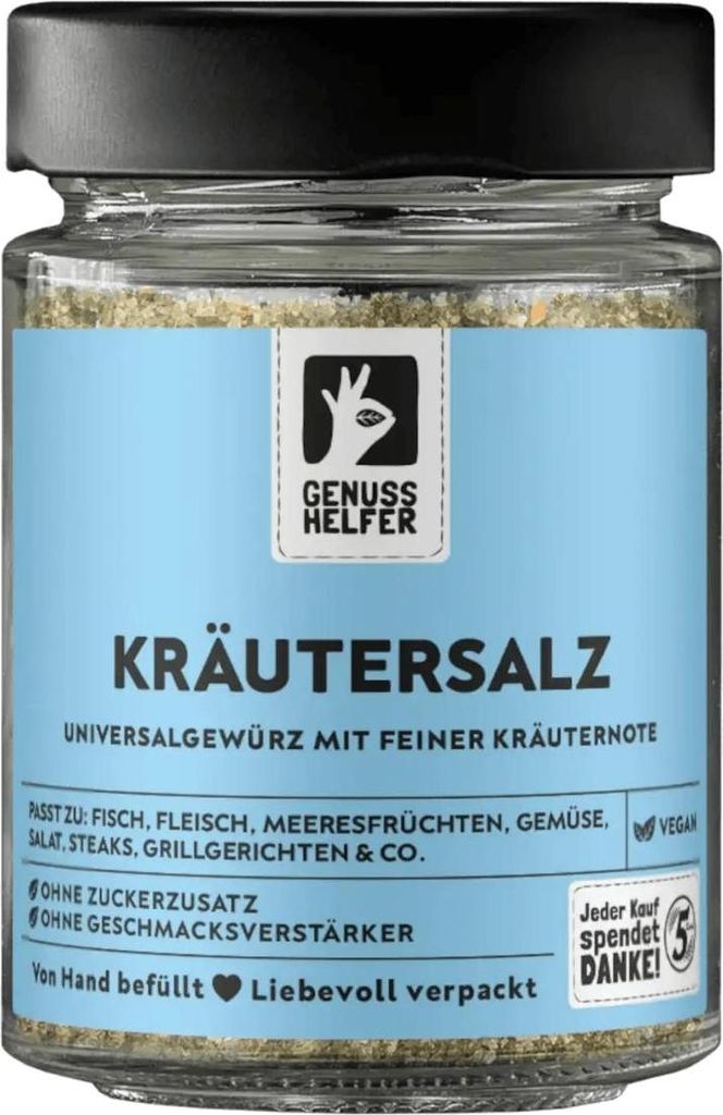 Kräutersalz, gemahlen, leckeres Gewürzsalz zum Kochen und Braten, perfekt für Marinaden und Gewürzmischungen, 120g im Glas