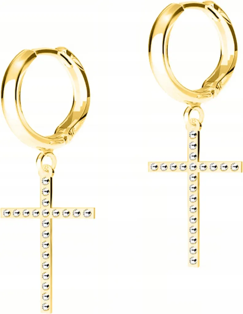 Orecchini Croce Swarovski Argento 925 Placcato Oro | Gioielli Eleganti