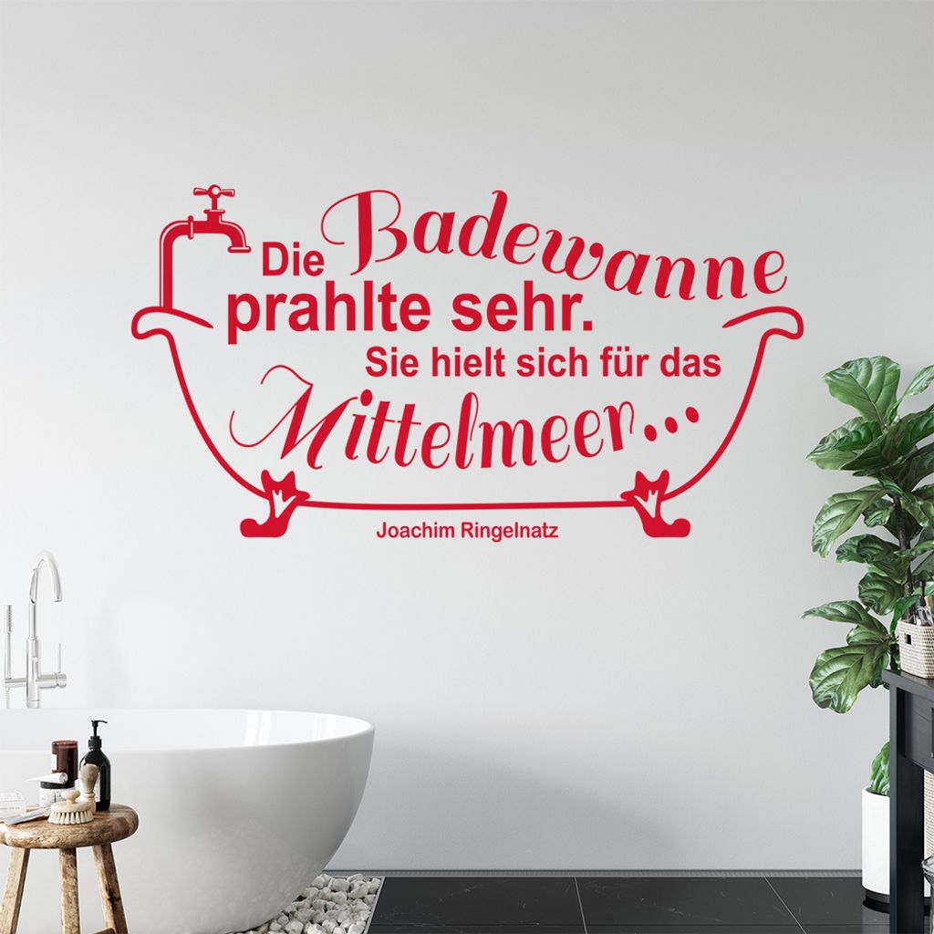 Die Badewanne prahlte sehr ... Wandtattoo in 6 Größen - Wandaufkleber Wall Sticker - Dekoration, Küche, Wohnzimmer, Schlafzimmer, Badezimmer
