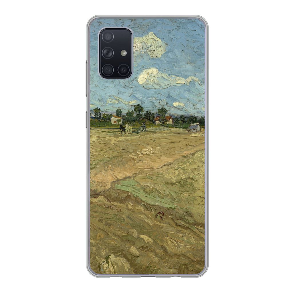 MuchoWow Handyhülle Schutzhülle Hülle für Samsung Galaxy A71 Gepflügte Felder - Vincent van Gogh Silikon Softcase Handy Hülle - Kartenbesitzer