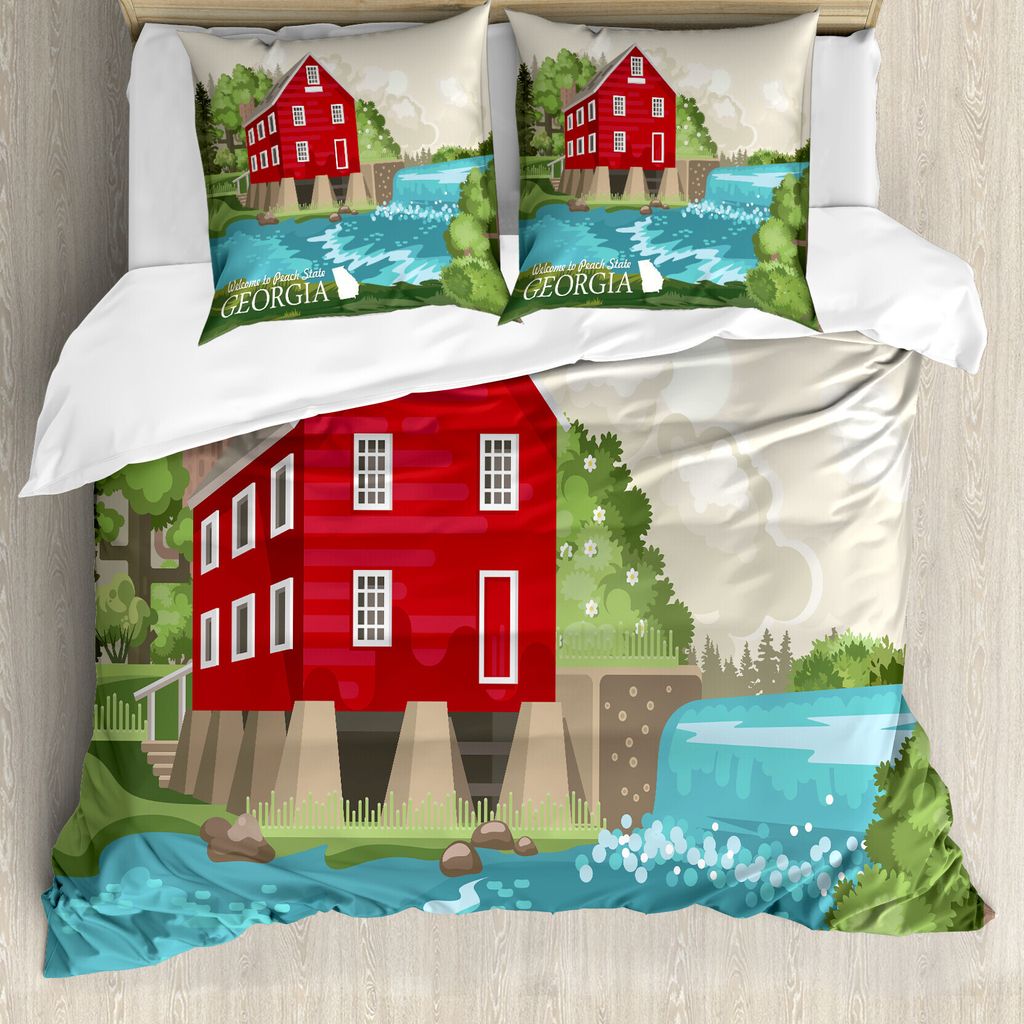 ABAKUHAUS Georgia Bettbezug Set für Einzelbetten, Haus in der Natur, Milbensicher Allergiker geeignet mit Kissenbezug, 155 cm x 220 cm - 80 x 80 c...