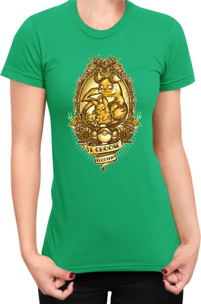 Damen T-Shirt Japan Manga Anime Comics Pokemon 026, Lady S / Grün