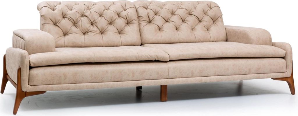 Modern Sofa 3 - Sitzer Designer Beige Farbe Stil 240 cm Wohnzimmer Beige Sofas