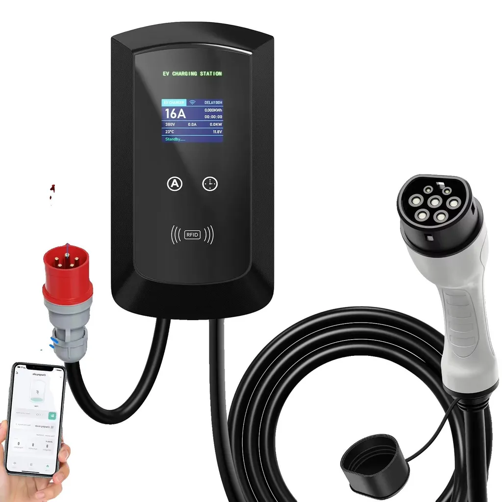 Borne de recharge murale Type 2 11kW triphasé Wi-Fi pour voiture électrique