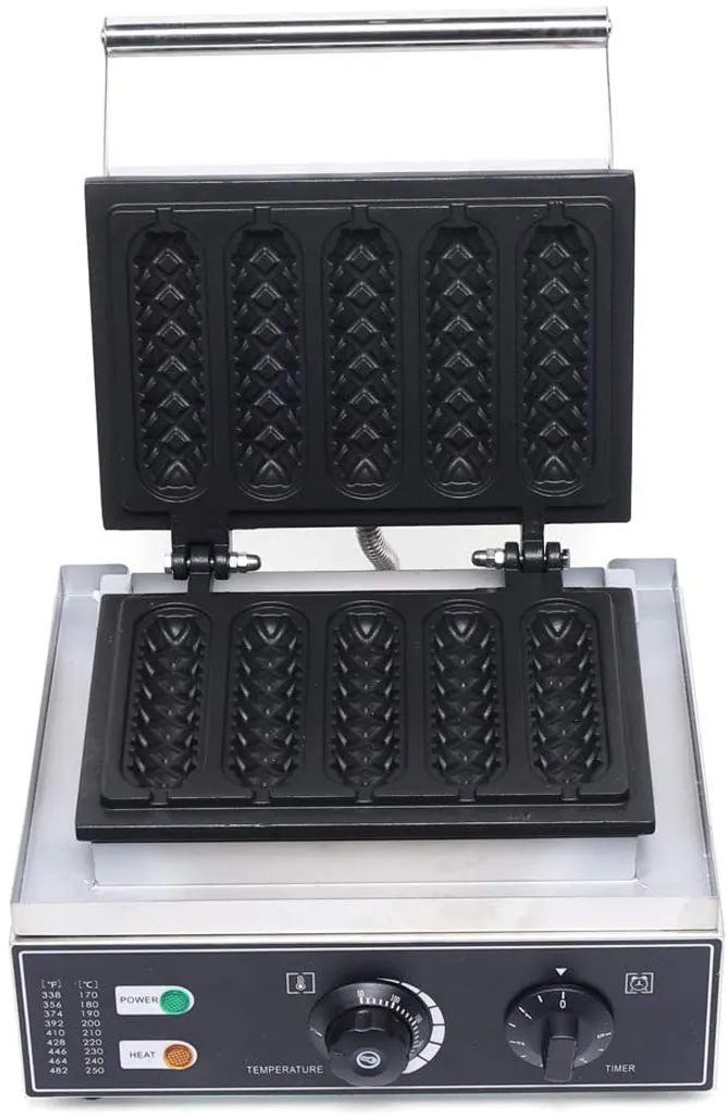 Gaufrier électrique 1500W pour 5 hot dogs croustillants antiadhésif