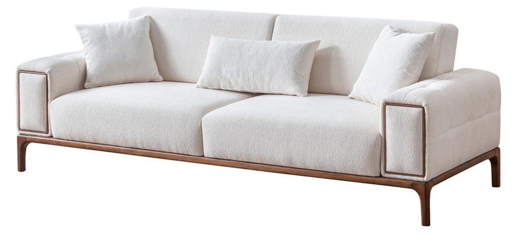Sofa 3 Sitzer Modern Möbel Weiße Farbe Wohnzimmer Luxus Dreisitzer