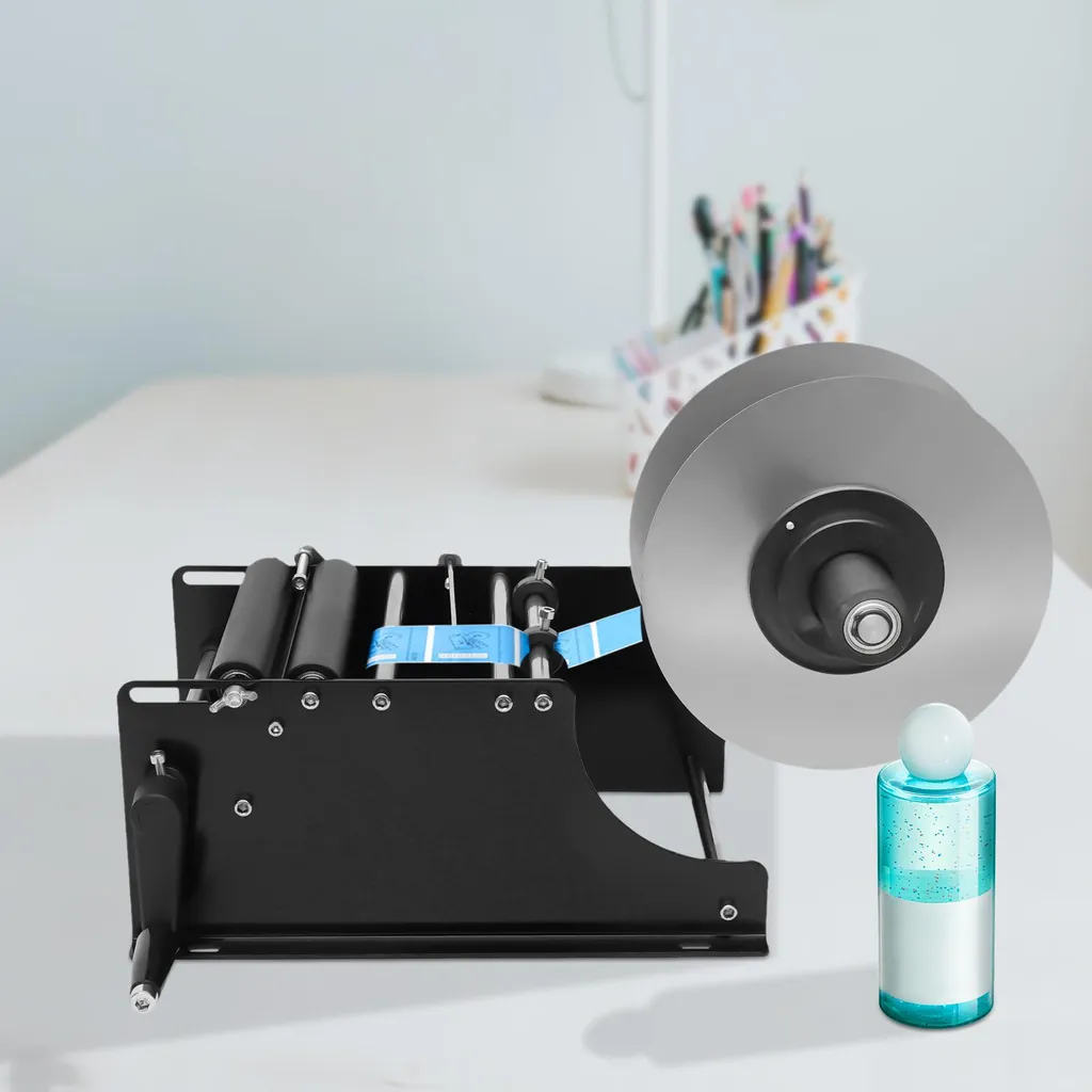 Machine à étiqueter réglable pour récipients cylindriques, noir mat