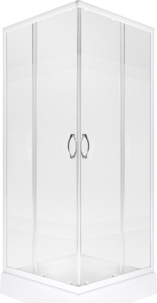 Kerra | Duschkabine Xenia Sq Wh - 90X90X200 Cm - Transparentes Glas - Modernes Design - Platzsparende Türen